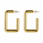 Gold Plated Geometric Square Hoop Earrings for Women
