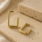 Gold Plated Geometric Square Hoop Earrings for Women