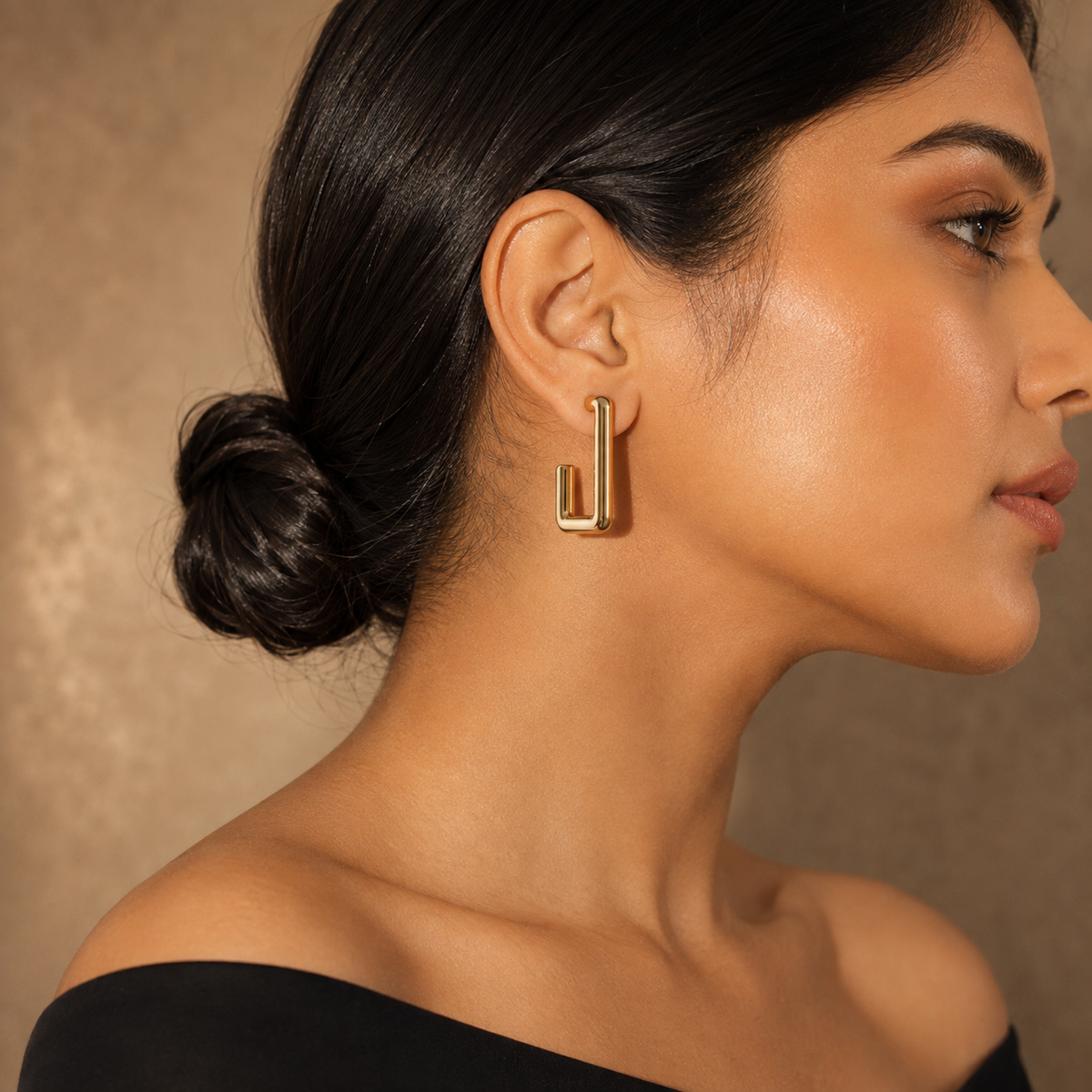 Gold Plated Geometric Square Hoop Earrings for Women