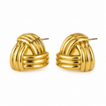Gold Plated Textured Knot Stud Earrings for Women | Statement Fashion Earrings