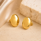 Gold Plated Oval Dome Stud Earrings for Women | Minimal Statement Earrings