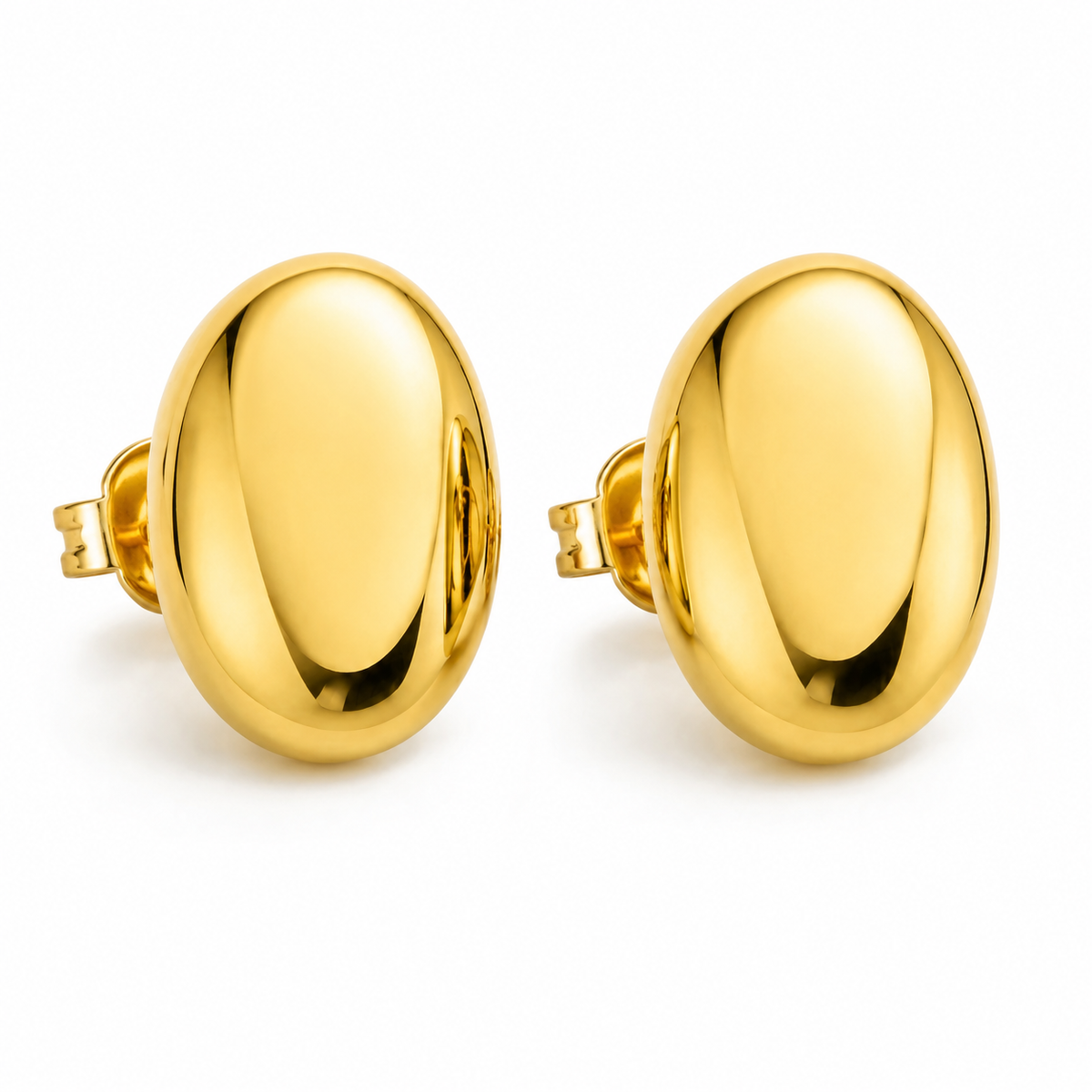 Gold Plated Oval Dome Stud Earrings for Women | Minimal Statement Earrings