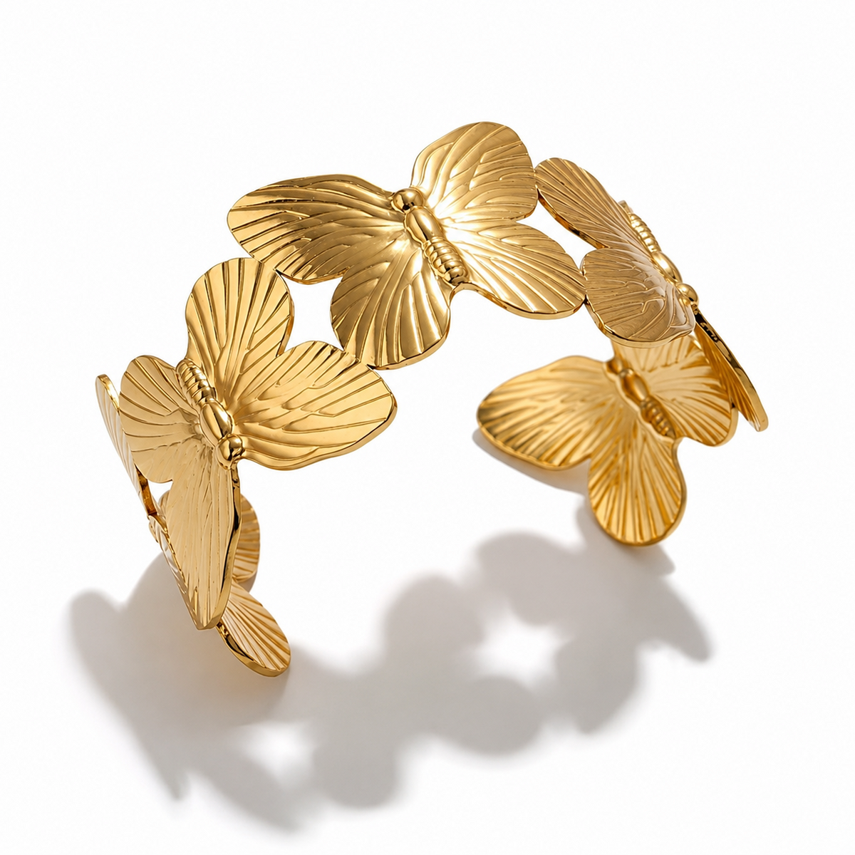 Gold Butterfly Open Cuff Bracelet for Women