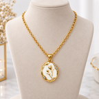 Gold Plated Floral Enamel Pendant Necklace
