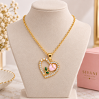 Gold-Tone Crystal Heart Rose Pendant Necklace