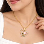 Gold-Tone Crystal Heart Rose Pendant Necklace