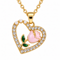 Gold-Tone Crystal Heart Rose Pendant Necklace