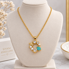 Gold-Tone Sea-Inspired Starfish & Turquoise Shell Pendant Necklace