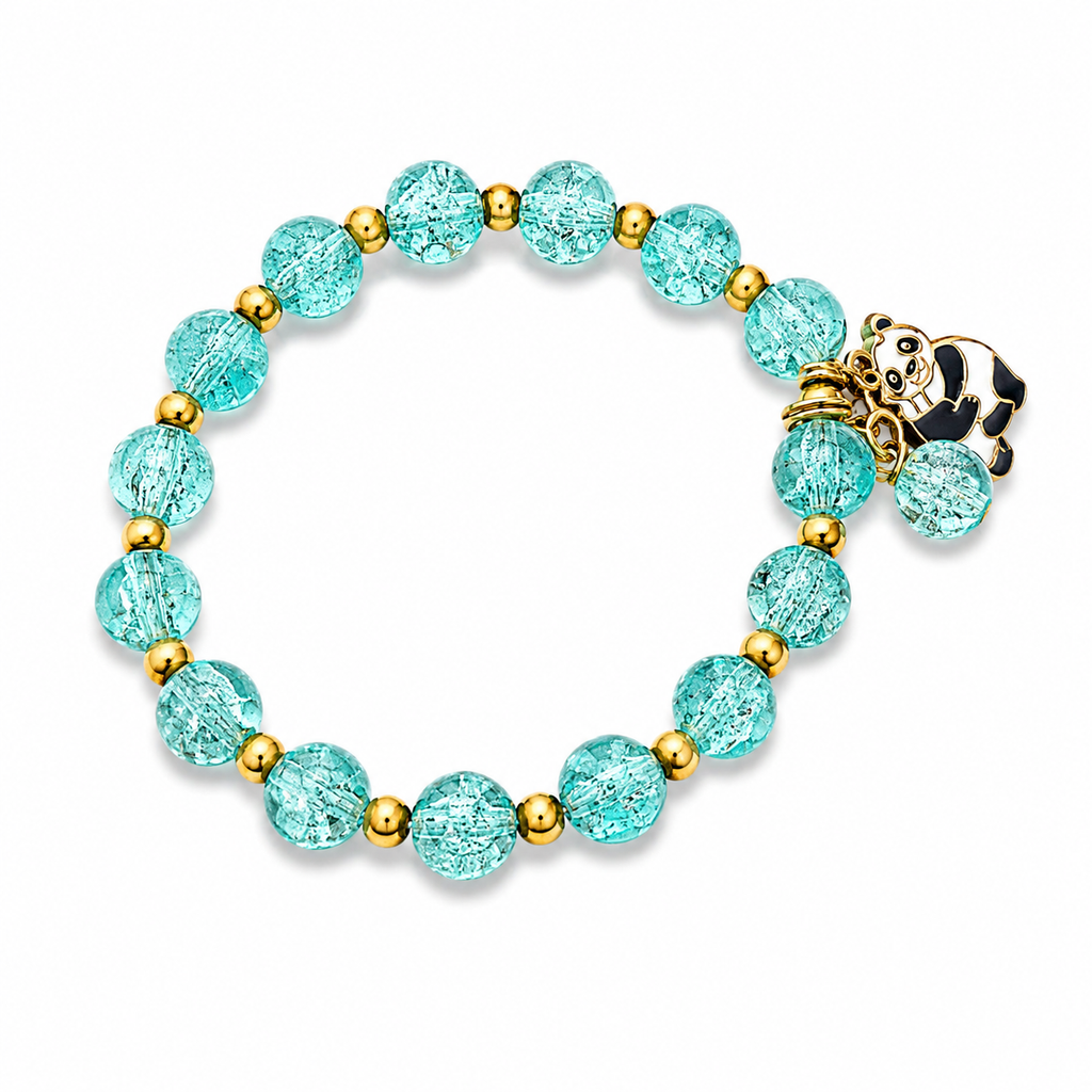 Turquoise Beaded Bracelet with Gold-Tone Charms