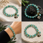 Turquoise Beaded Bracelet with Gold-Tone Charms