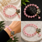 Pink Beaded Bracelet with Teddy Bear Charm