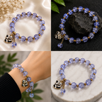 Blue Beaded Bracelet with Teddy Bear Charm