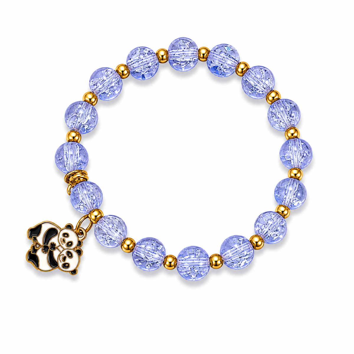Blue Beaded Bracelet with Teddy Bear Charm