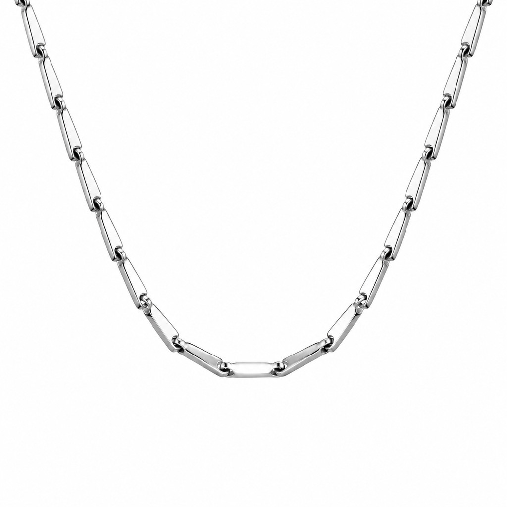 Silver Tone Chunky Interlocking Link Necklace Chain