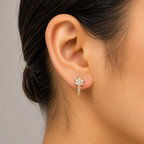 Gold-Tone Crystal Floral Drop Earrings for Women