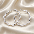 Silver-Tone Twisted Pearl Hoop Earrings for Women