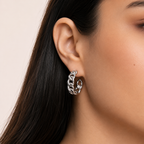 Silver-Tone Chunky Chain Link Hoop Earrings for Women