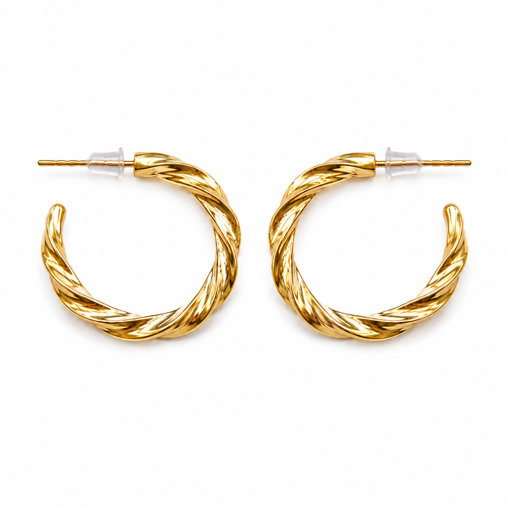 Gold-Tone Twisted Hoop Earrings for Women