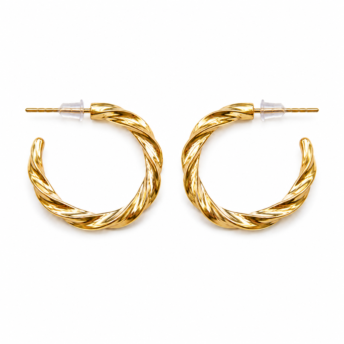 Gold-Tone Twisted Hoop Earrings for Women