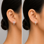 Gold & Silver-Tone Crystal Floral Hoop Earrings for Women