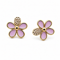 Gold-Plated Lavender Floral Stud Earrings