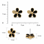 Gold & Black Floral Stud Earrings