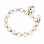 White & Gold Beaded Bracelet with Teddy Bear Charm