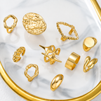 Gold Plated Adjustable Ring Set for Women (Pack of 10)