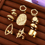 Gold Plated Adjustable Ring Set for Women (Pack of 10)