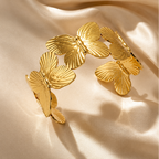 Gold Butterfly Open Cuff Bracelet for Women