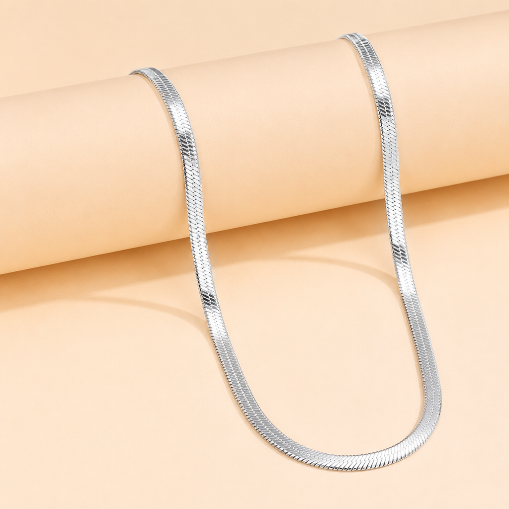 Silver Plated Herringbone Snake Chain Necklace for Women