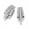 Silver-Tone Crystal Multi-Row Hoop Earrings for Women