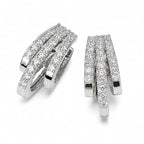 Silver-Tone Crystal Multi-Row Hoop Earrings for Women