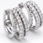 Silver-Tone Crystal Multi-Row Hoop Earrings for Women