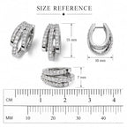 Silver-Tone Crystal Multi-Row Hoop Earrings for Women