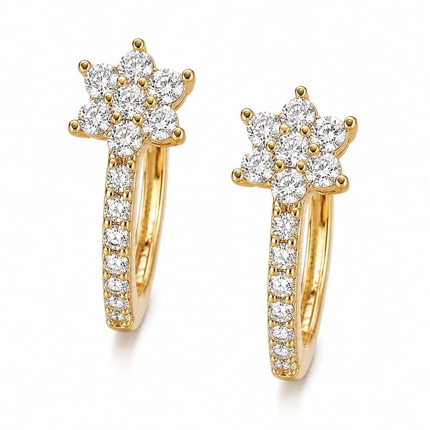 Gold-Tone Crystal Floral Drop Earrings for Women