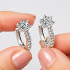 Silver-Tone Crystal Floral Hoop Earrings for Women