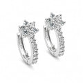 Silver-Tone Crystal Floral Hoop Earrings for Women