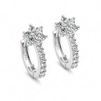 Silver-Tone Crystal Floral Hoop Earrings for Women