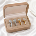 Gold & Silver-Tone Crystal Floral Hoop Earrings for Women