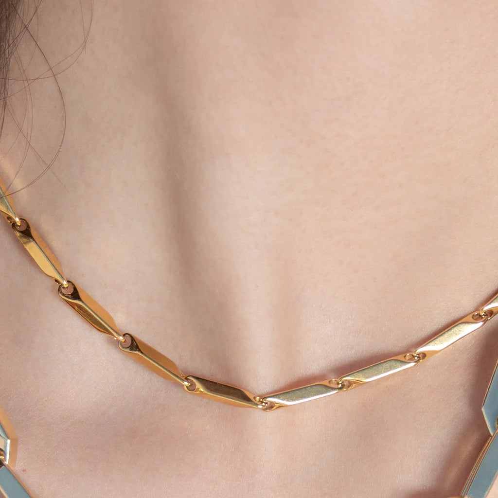 Gold-Tone Leaf Link Chain Necklace for Women