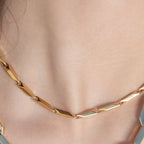 Gold-Tone Leaf Link Chain Necklace for Women
