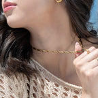 Gold-Tone Leaf Link Chain Necklace for Women