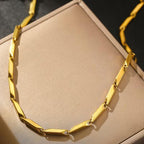 Gold-Tone Leaf Link Chain Necklace for Women