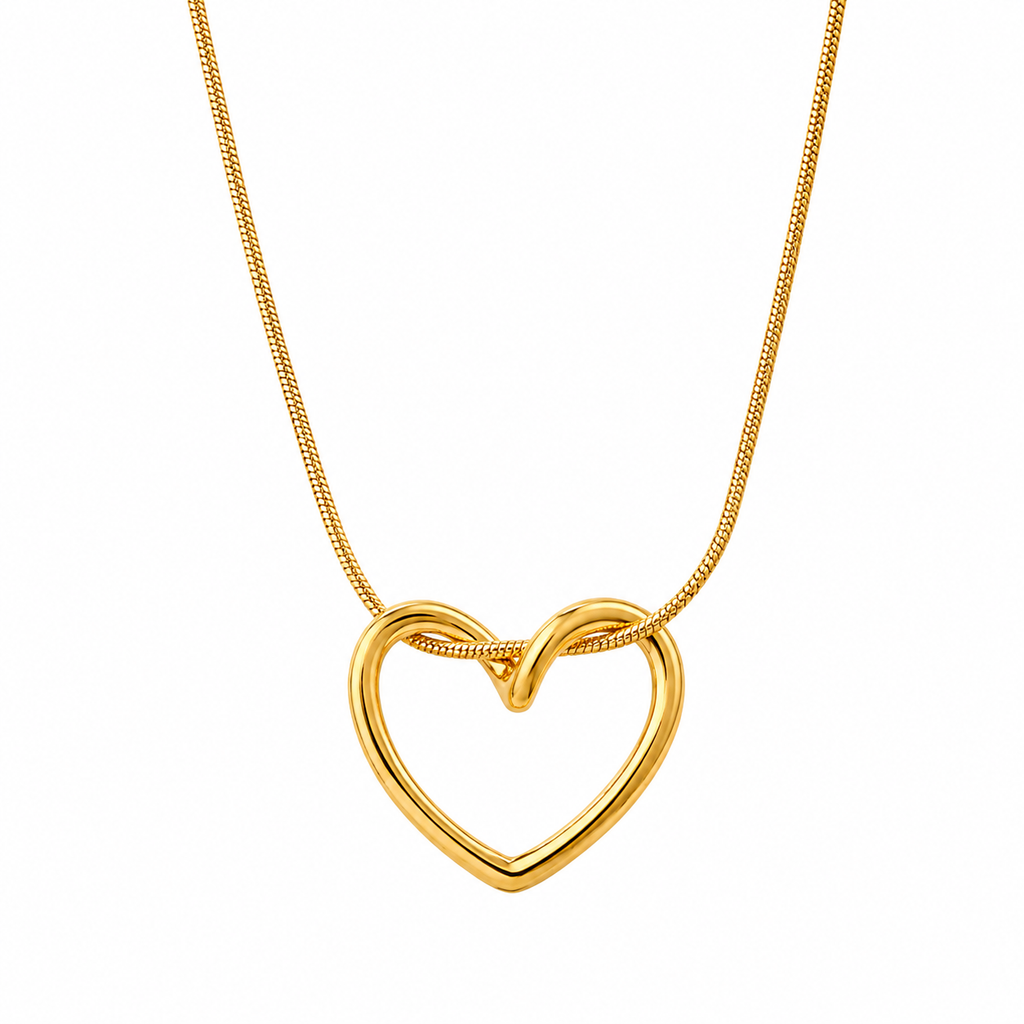 Gold Plated Open Heart Pendant Necklace for Women