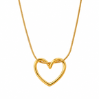 Gold Plated Open Heart Pendant Necklace for Women