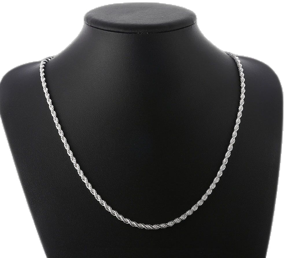 Silver Round Rope Chain Necklace for Men & Women