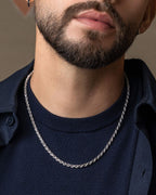 Silver Round Rope Chain Necklace for Men & Women