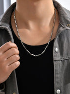 Silver Tone Chunky Interlocking Link Necklace Chain