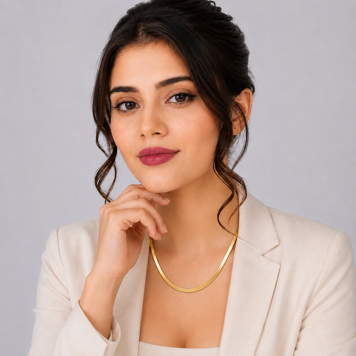 Gold Plated Herringbone Snake Chain Necklace for Women